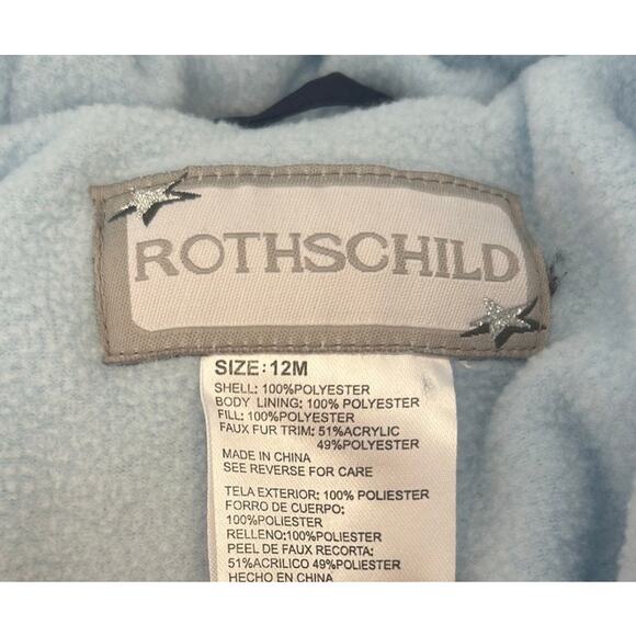 ⭐️ Rothschild Navy Blue Snow Suit Zipper Hood‎ Airplanes Size 12 Months Winter - Picture 8 of 8